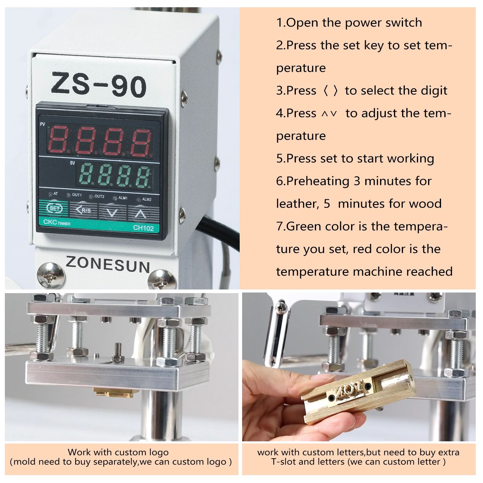 ZONESUN ZS‑90 Digital Hot Foil Stamping Machine for Leather & More - Image 3