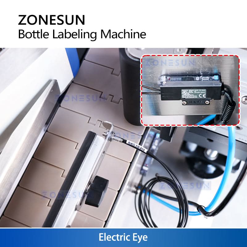 ZONESUN ZS-TB260R Automatic Round Bottle Labeling Machine Single Double Side Labeler Sticker Label Applicator - Image 6