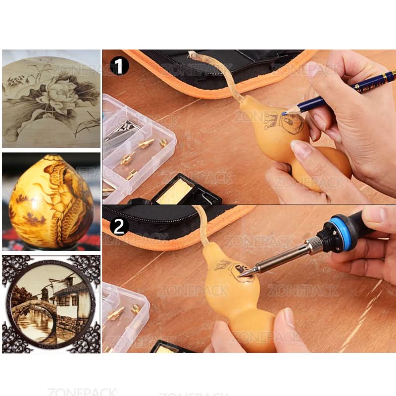 ZONEPACK Pyrography Soldering Iron Set for Wood Burning & Foil Stamp - Image 5