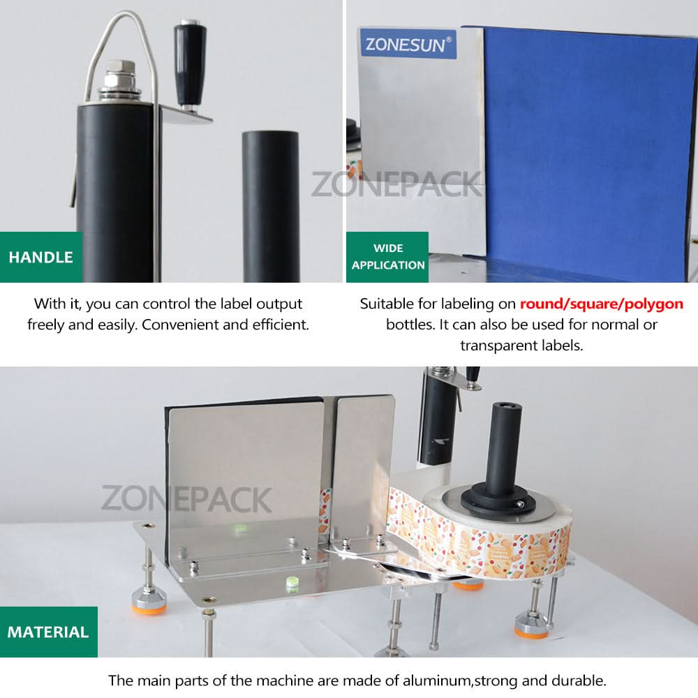 ZONESUN ZS-TB3 Manual Labeling Machine for Round, Square, Polygon Bottles - Image 3