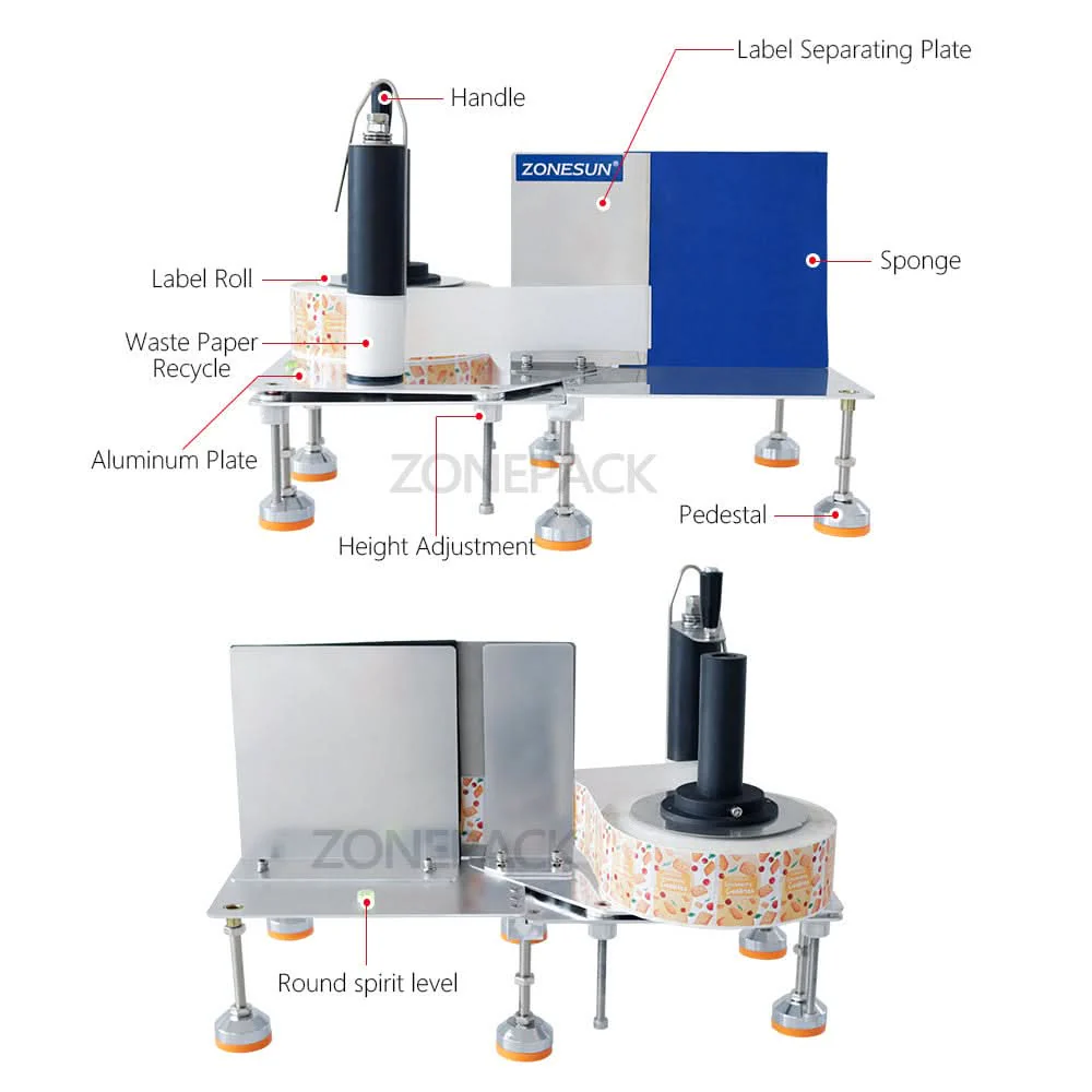 ZONESUN ZS-TB3 Manual Labeling Machine for Round, Square, Polygon Bottles - Image 4