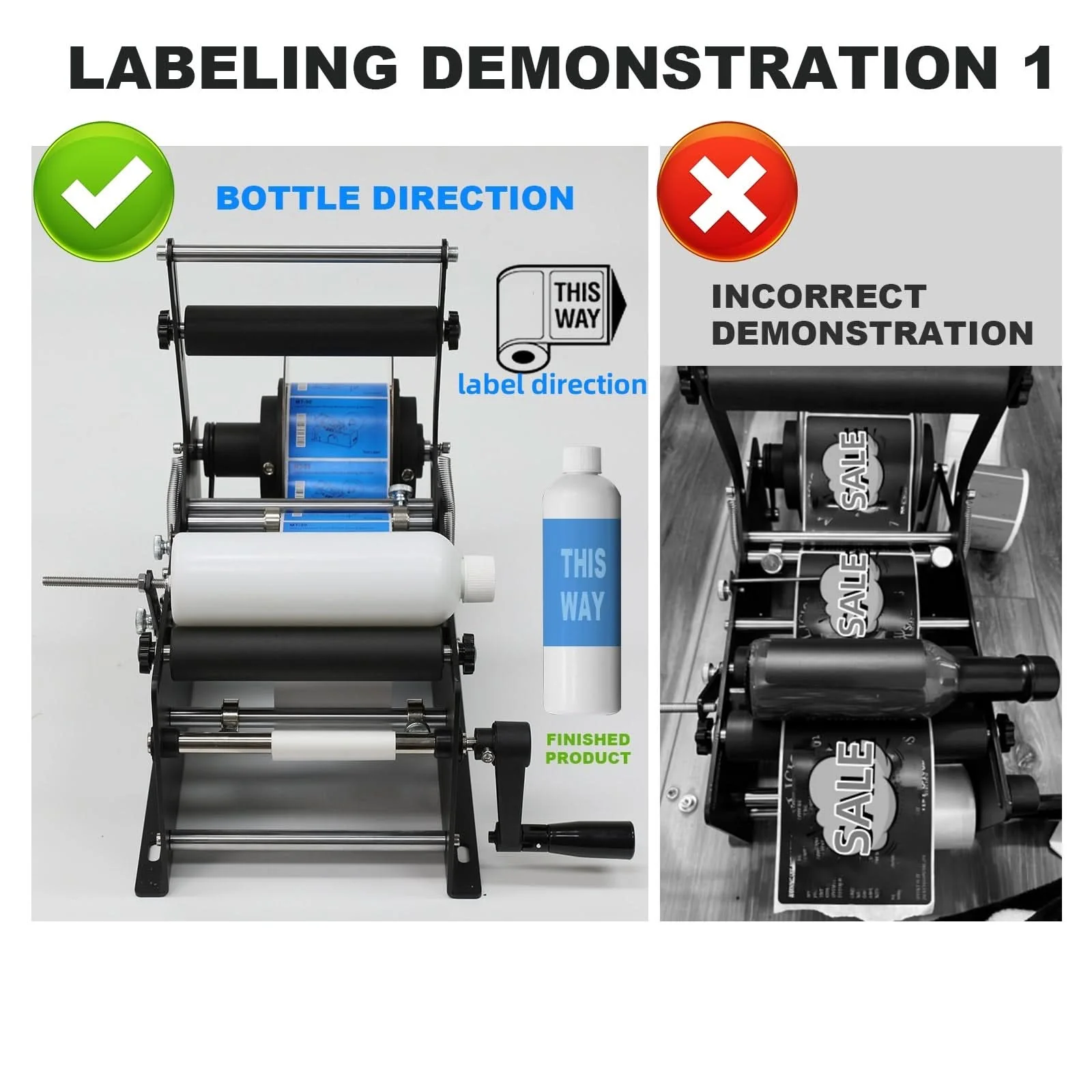 ZONESUN ZS-50P Manual Round Bottle Labeling Machine with Pressing Bar Upgrade - Image 4