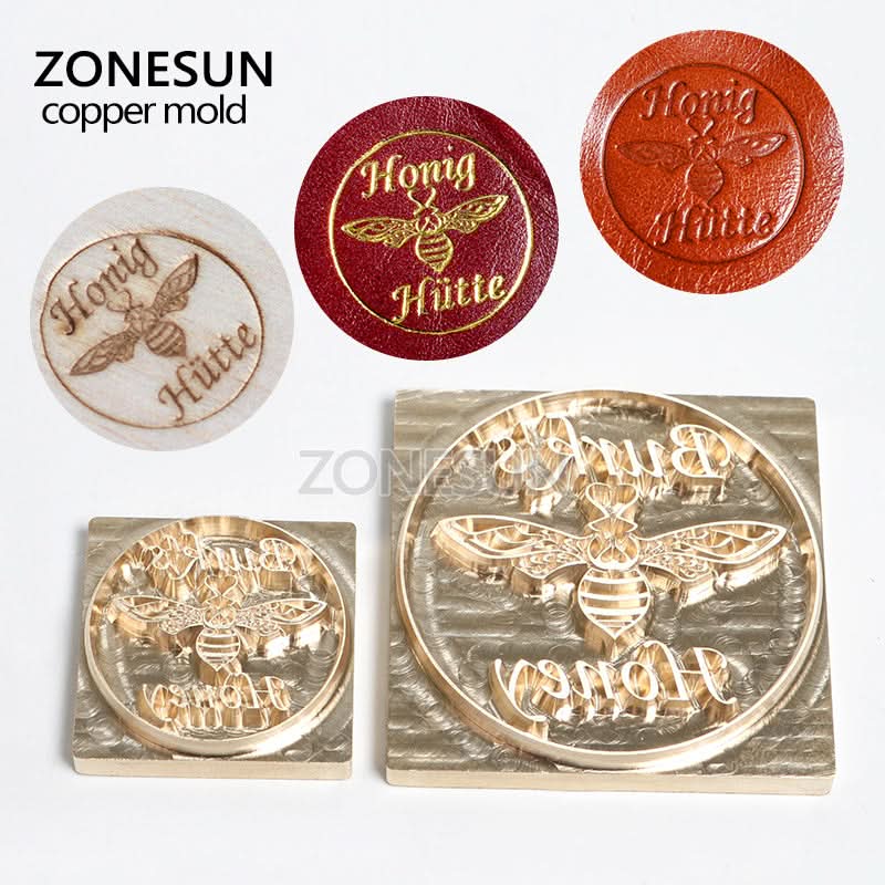ZONESUN Custom Brass Stamp Mold for Leather Wood Branding Design - Image 3