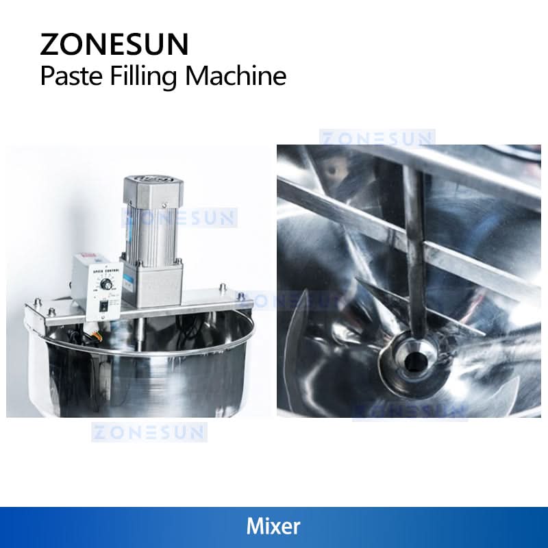 ZONESUN ZS-GTJ Pneumatic Paste Filling Machine for Peanut Butter with Mixer & Hopper - Image 6
