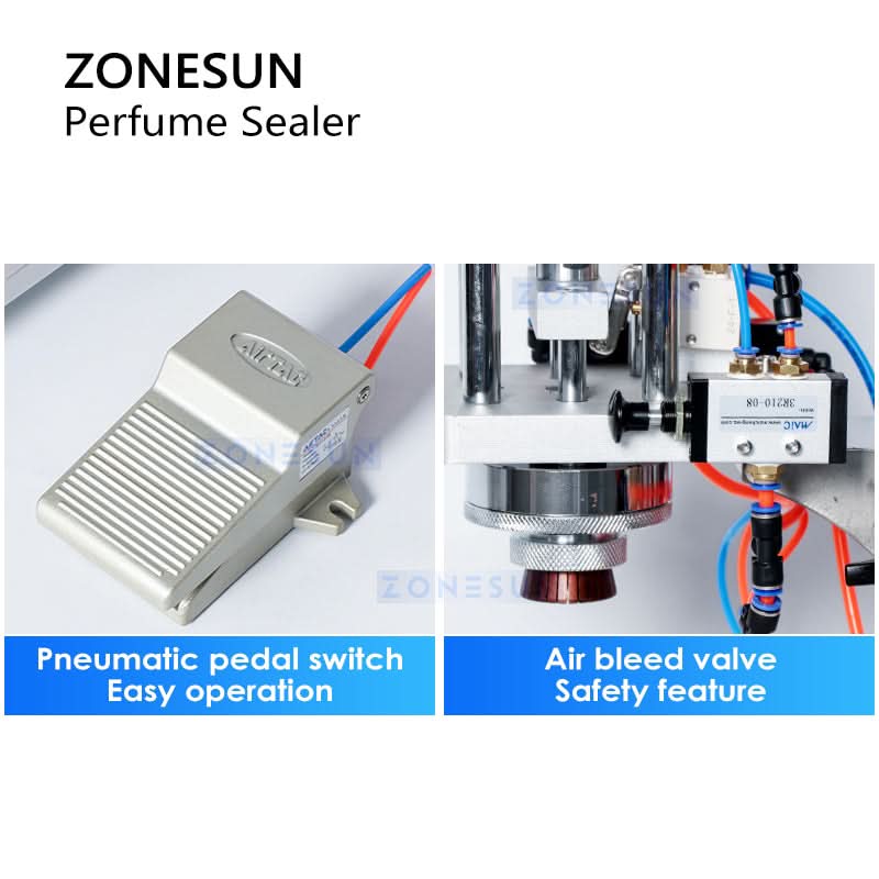 ZONESUN ZS-YG08 Pneumatic Perfume Bottle Capping Crimping Machine - Image 5
