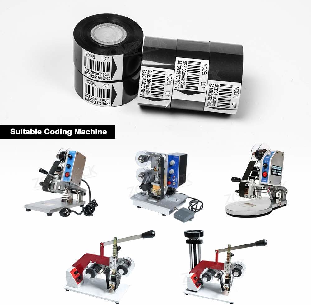 ZONESUN 30mm*100m thermal ribbon date printing ribbon for DY-8, HP241B - Image 8