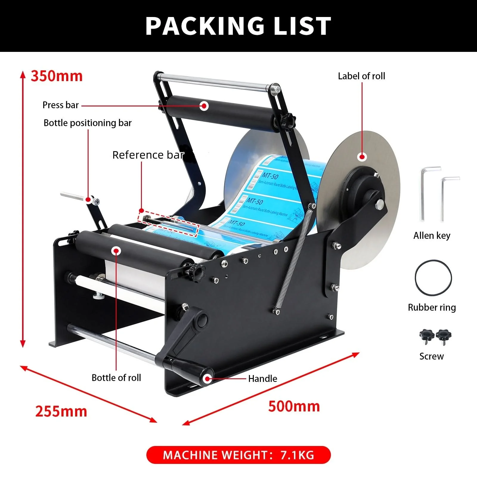 ZONESUN ZS-50W Manual Round Bottle Labeling Machine for Wide & Tall Bottles - Image 3