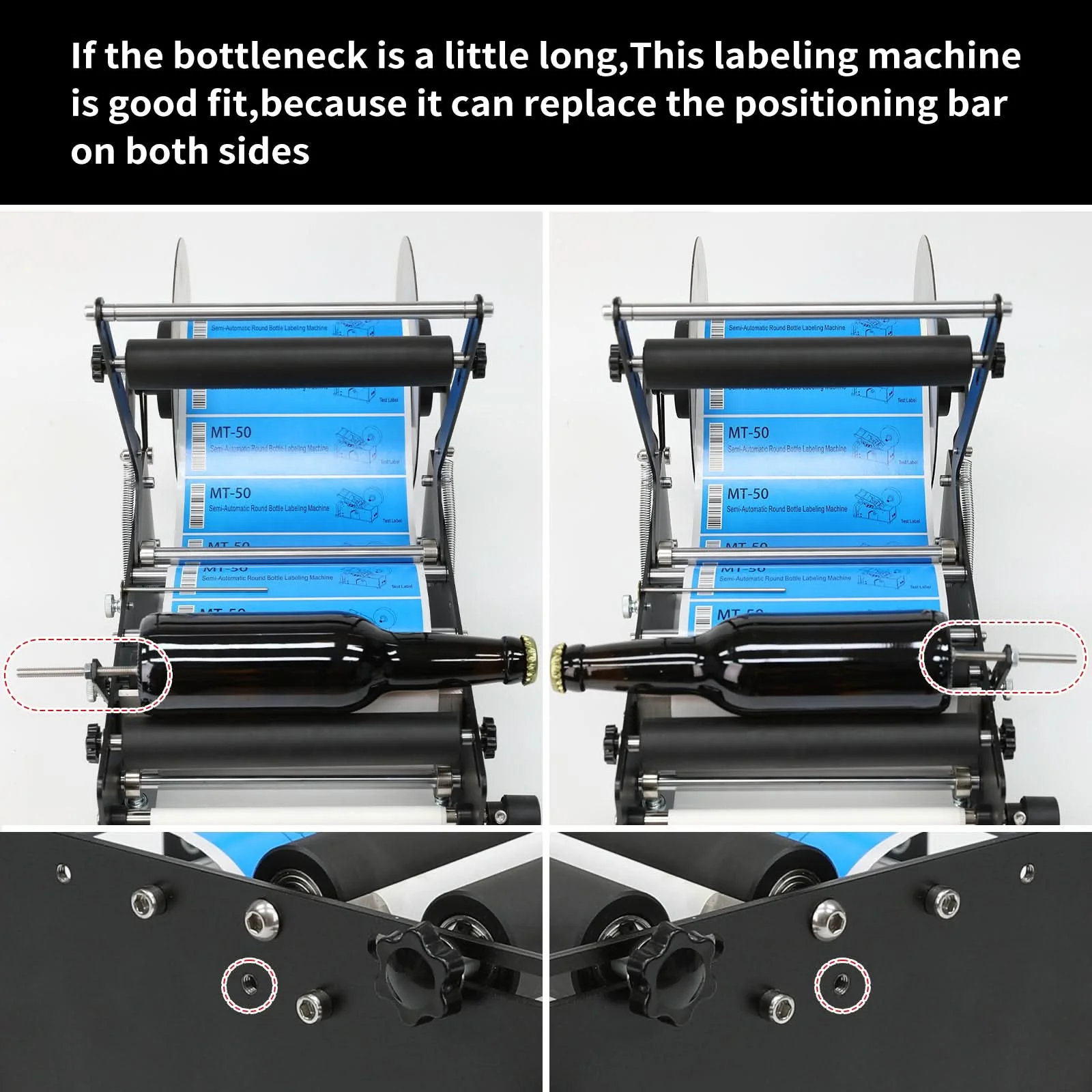 ZONESUN ZS-50W Manual Round Bottle Labeling Machine for Wide & Tall Bottles - Image 6