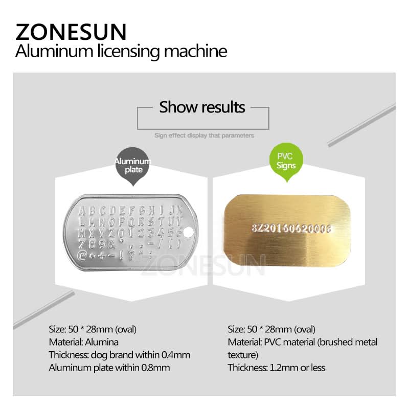 ZONESUN 52 Characters Metal Dog Tag Embossing Machine for Military & ID - Image 9