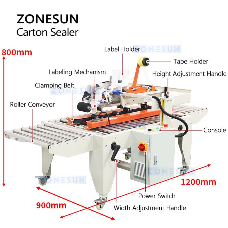 ZONESUN ZS-FKC4650 Automatic Carton Sealer & Labeling Machine - Image 6