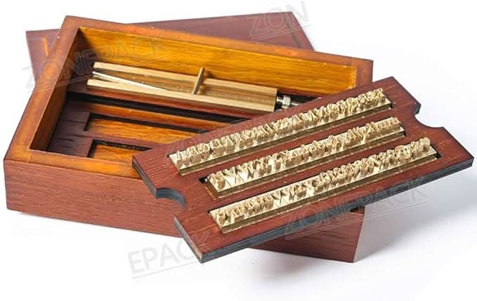 ZONESUN Brass Letter 6mm Hot Foil Stamping Letters Mold Set with Wood Box Time New Roman - Image 14