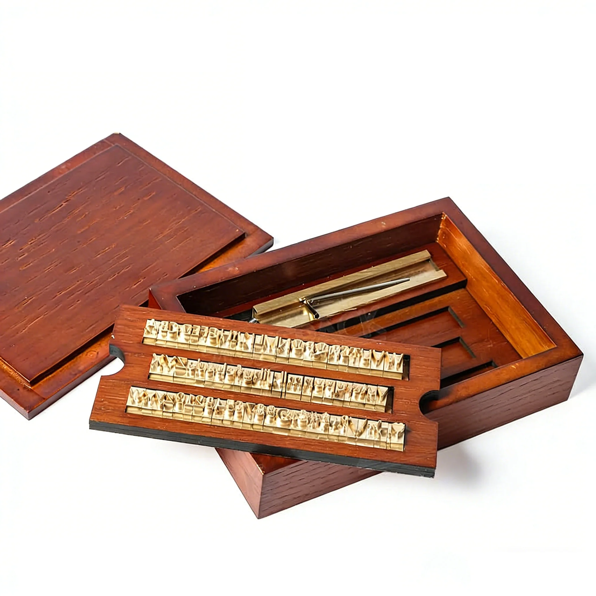 ZONESUN Brass Letter 6mm Hot Foil Stamping Letters Mold Set with Wood Box Time New Roman - Image 16