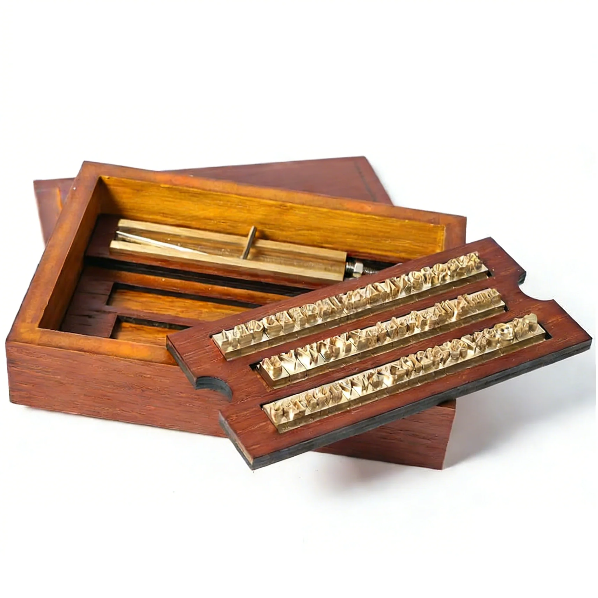 ZONESUN Brass Letter 6mm Hot Foil Stamping Letters Mold Set with Wood Box Time New Roman - Image 17