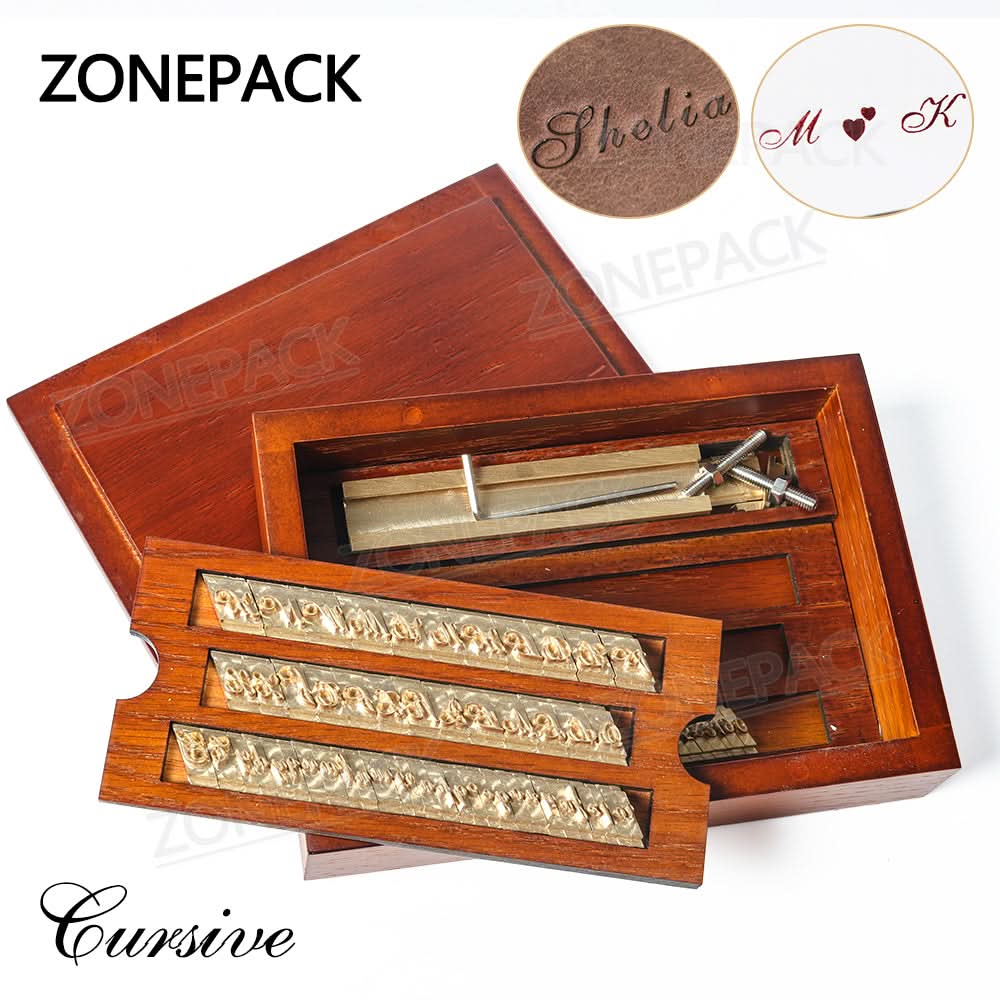 ZONESUN Brass Letter 6mm Hot Foil Stamping Letters Mold Set with Wood Box Time New Roman - Image 4