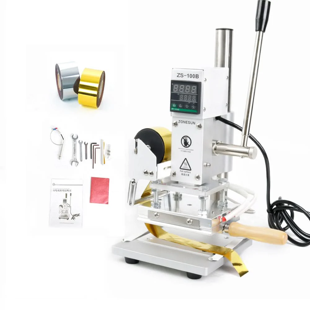 ZONESUN ZS-100B Manual Hot Foil Stamping Machine for Pencils Leather Paper Wood Embossing - Image 16