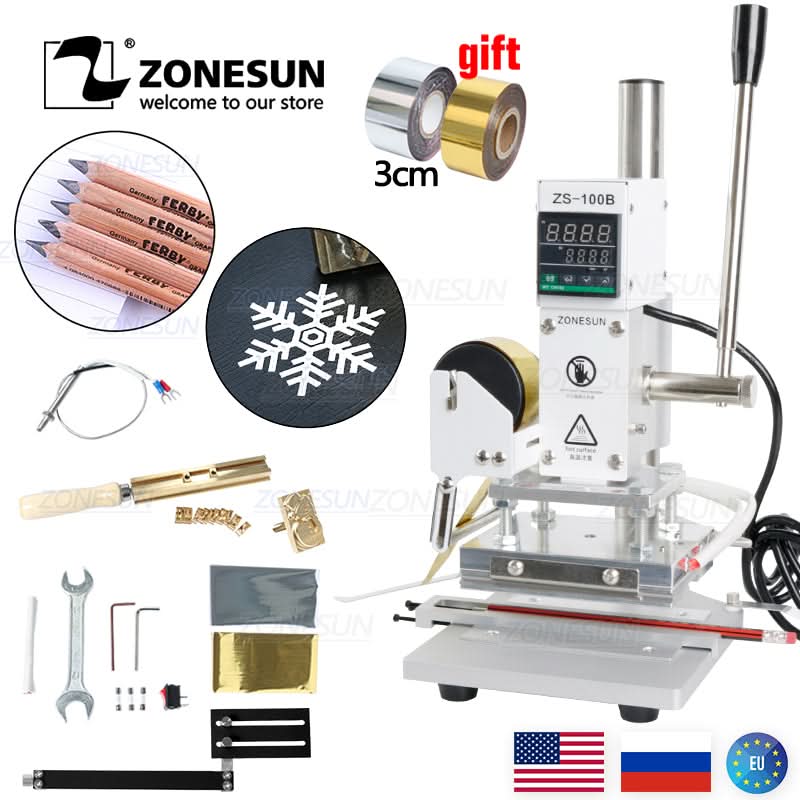 ZONESUN ZS-100B Manual Hot Foil Stamping Machine for Pencils Leather Paper Wood Embossing - Image 7