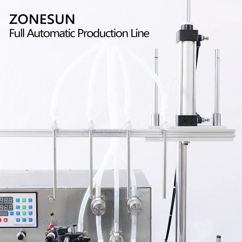 ZONESUN ZS-FAL180C Tabletop Wine Bottle Filling Capping Labeling Line with Cork Press - Image 4