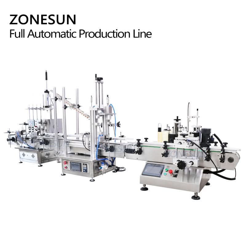 ZONESUN ZS-FAL180C Tabletop Wine Bottle Filling Capping Labeling Line with Cork Press - Image 5