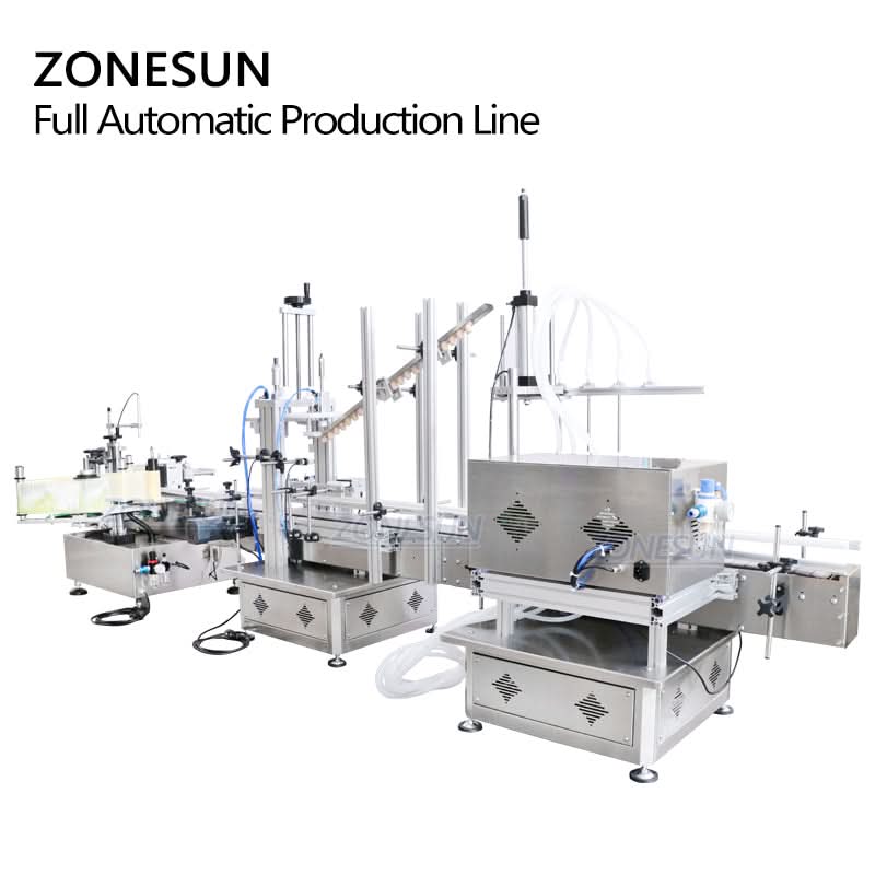 ZONESUN ZS-FAL180C Tabletop Wine Bottle Filling Capping Labeling Line with Cork Press - Image 6